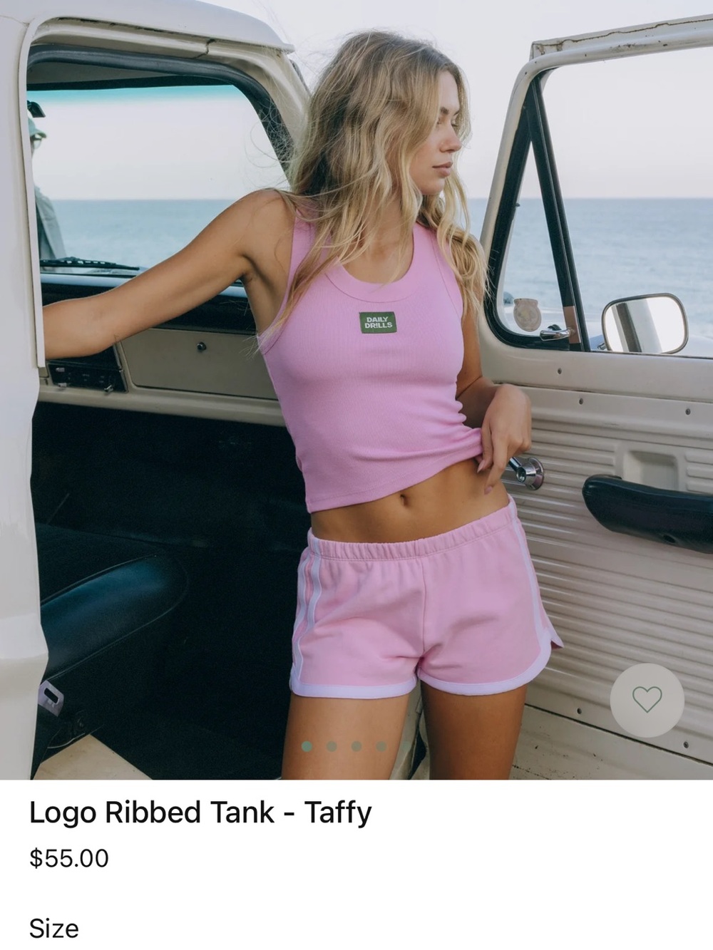 Daily Drills Taffy Pink Ribbed Logo Tank